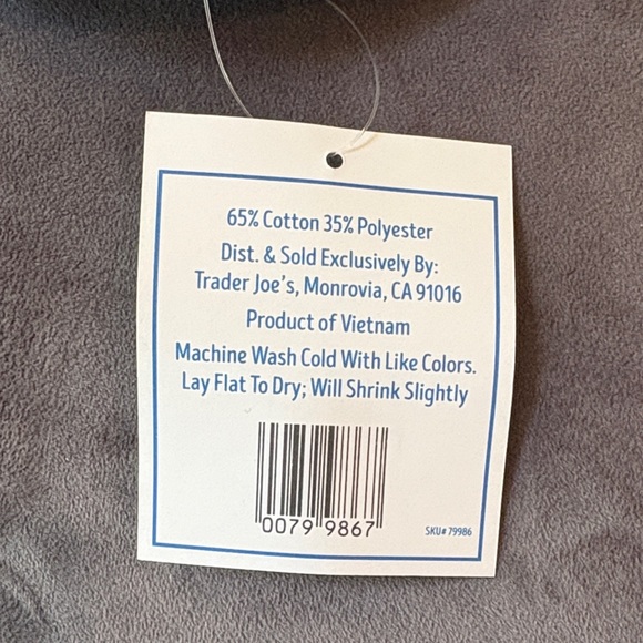 Trader Joe's Pastel Blue and Cream Canvas Tote SET! - Picture 4 of 4